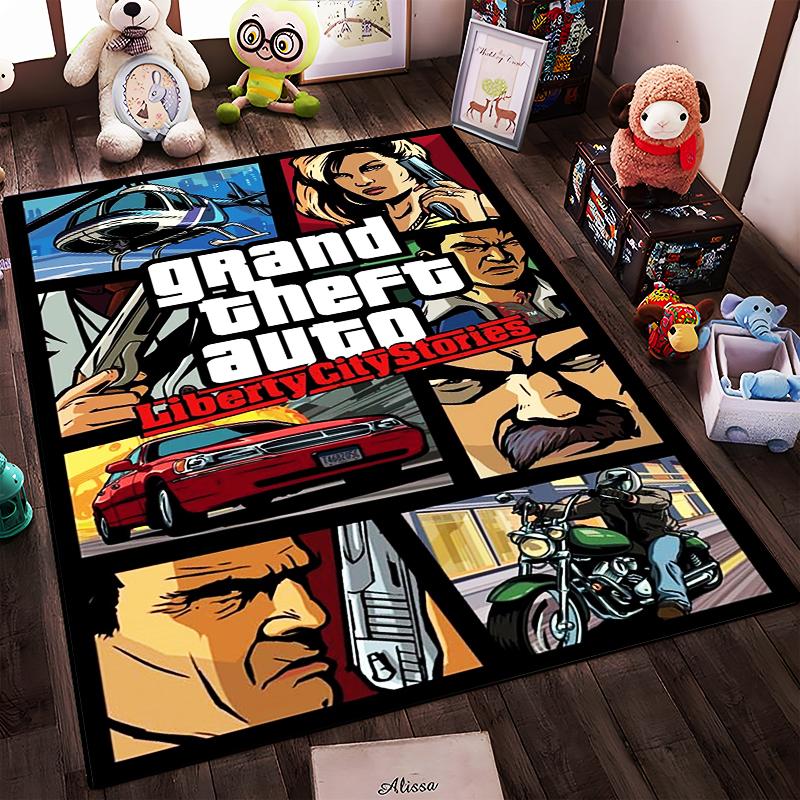Grand Theft Auto Design Rug - Non-slip rug suitable for living room and bedroom sofas.