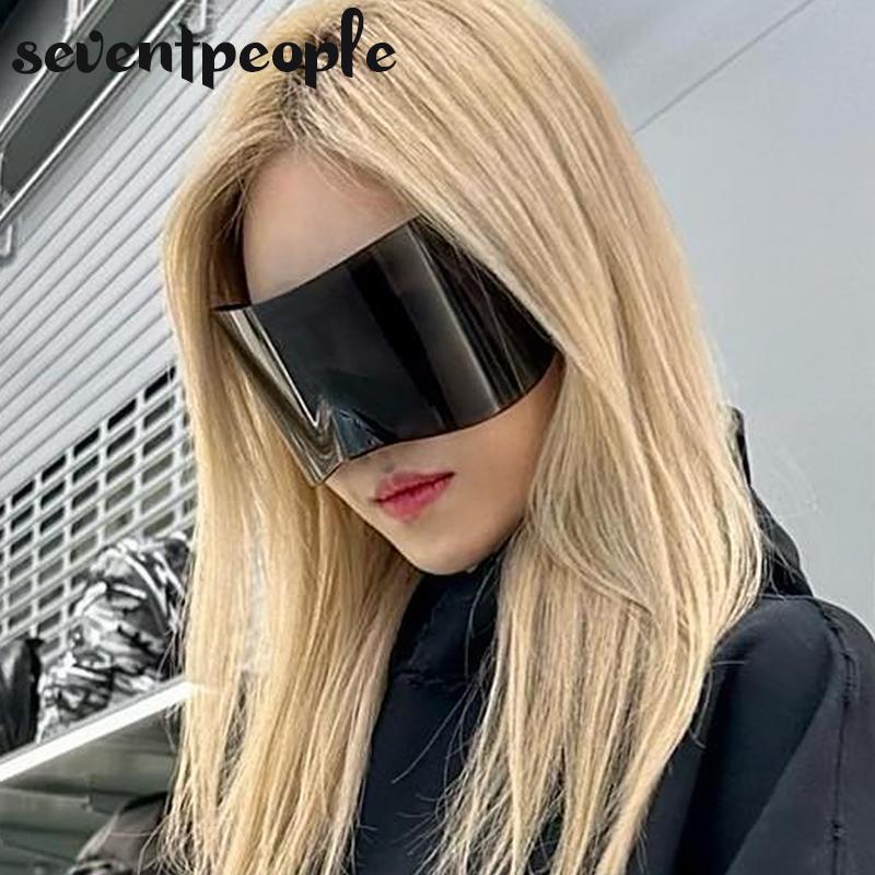 Mask Rectangle Sunglasses Women Men  Luxury Brand Designer Punk Sun Glasses Steampunk Y2k Sunglass Oversized Shield Goggles