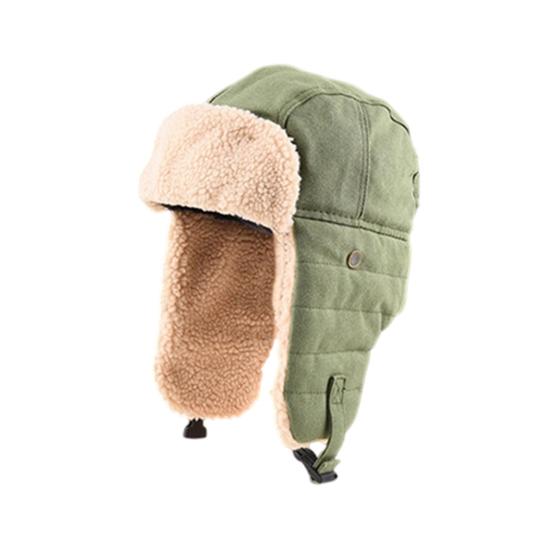Lei Feng Hat Thickened Inner Lining Solid Color Buckle Closure Versatile Tarp Hat with Ear Protection Daily Clothing