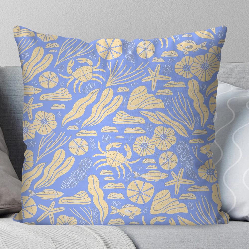 Marine Organism Shells Pillow Case Square Pillow Bedroom Sofa Leisure Comfort Cushion Car Living Room Home Decoration 40X40
