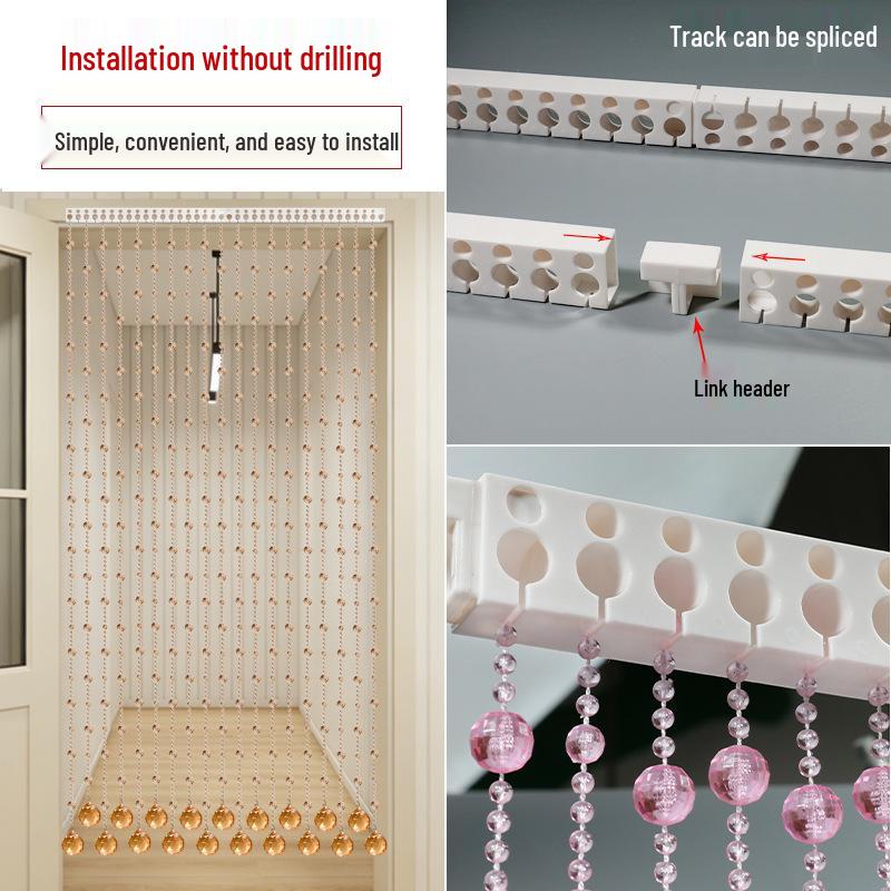 Transparent Crystal Bead Door Curtain for Wedding Decoration - DIY Hanging Partition with Feng Shui Elements, No Punching Required.