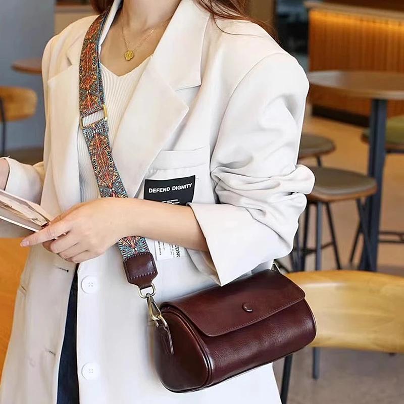 Damen Natürliches Rindsleder Echte Leder Schultertasche Damen Retro Luxus Designer Handtasche Damen Weiche Retro Umhängetasche Unterarmtaschen Geldbörse