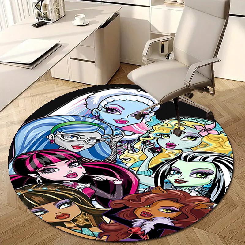 1pc Monster High Draculaura4 Design Printed Area Round Carpet for Bedroom Living Room Home Decor Rugs Mat Non Slip Mat Rug for Bedside