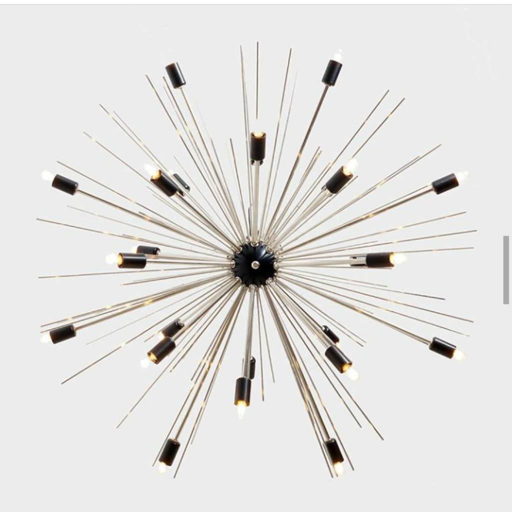 24 Light Chrome Sea Urchin Chandelier Multiple Metals Spikes Black Cone Elegance Iconic Chandelier Lamp For Home Interior
