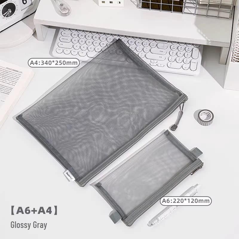 Mesh Document Bag with 6 Zippers - 5 Storage Compartments for Students & Files, Back-to-School Handbag