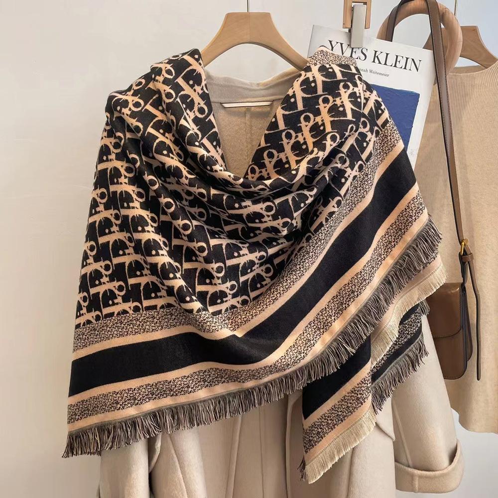 Winter letter D imitation cashmere scarf women's versatile fashion square scarf thickened warm shawl