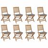 VidaXL Set of 8 Outdoor Folding Chairs with Cushions, Patio Seats, Dining Chairs, Patio Furniture 3075114