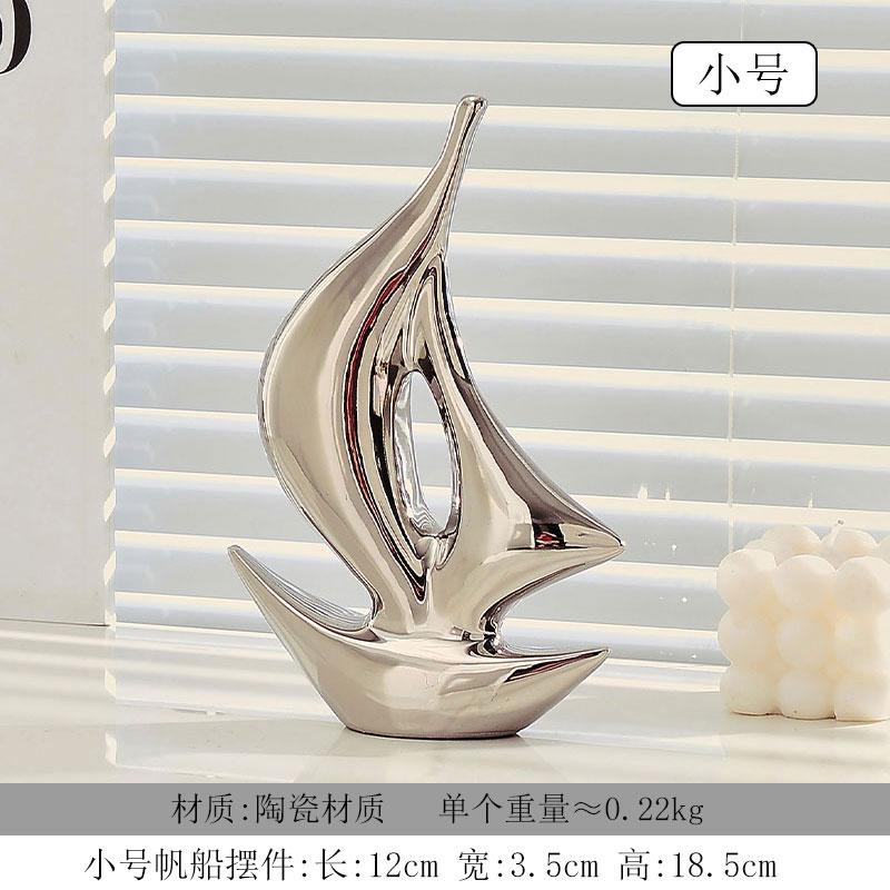 Home Ceramic Sailing Ornaments Luxury Living Room Wine Cabinet TV Cabinet Office Decoration Ceramic Crafts Housewarming Gift