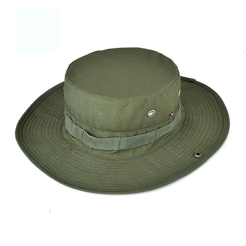 Militärstil Camouflage Eimerhut Outdoor-Aktivitäten Sonnenschutz Breiter Rand Faltbare Baumwollmischung Kappe