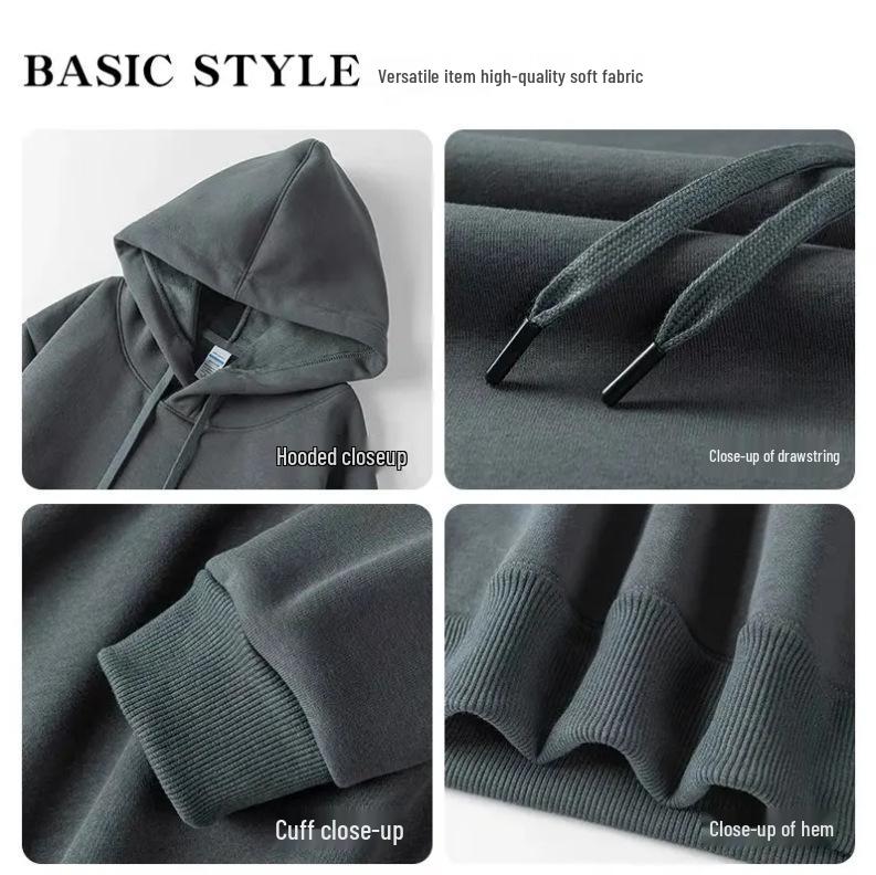 Men's Heavyweight Iron Gray Fleece Hoodie - Warm, Loose Fit for Autumn/Winter