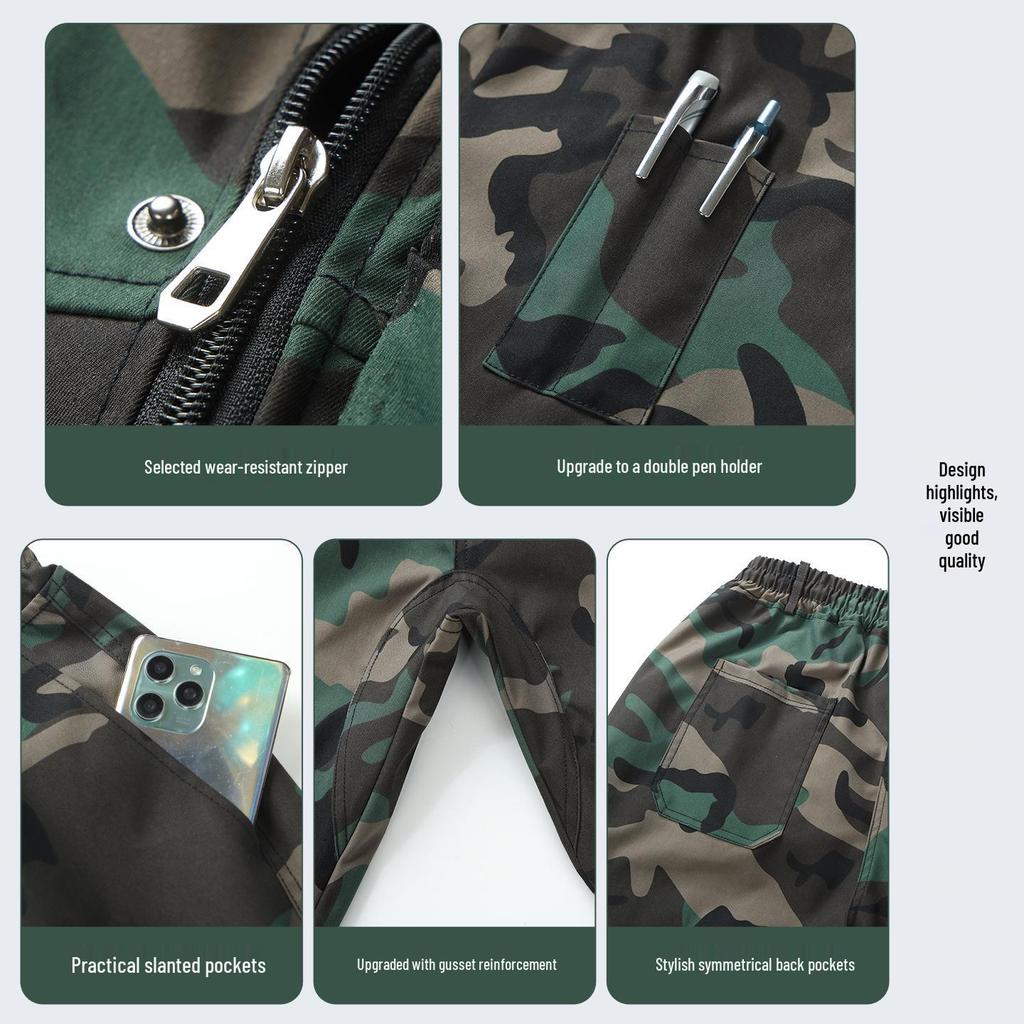 Unisex Camouflage Work Suit: Durable, Elastic, Breathable Tactical Clothing for Spring/Autumn.