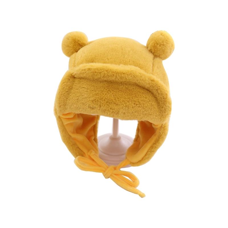 Stylish Kids Bonnet Hat with Earflaps Warm Lined Cap Soft & Warm Bear Baby Hat Ear Protections Cap for Boys & Girls Gift