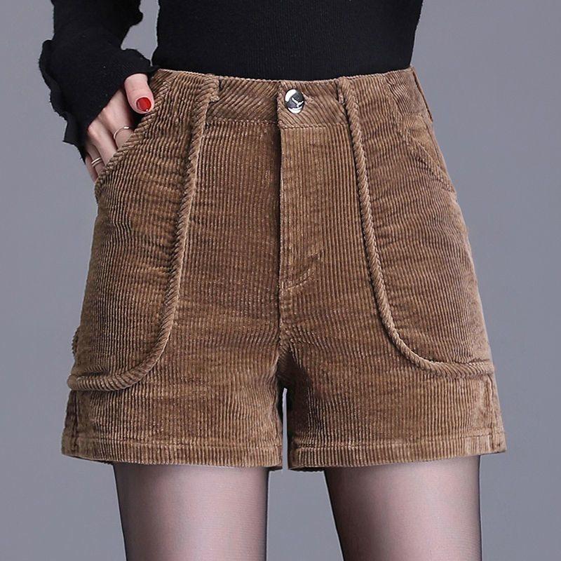 Women's High-Waisted Corduroy Wide-Leg A-Line Bootcut Shorts - 2026 Spring/Autumn Fashion Trend