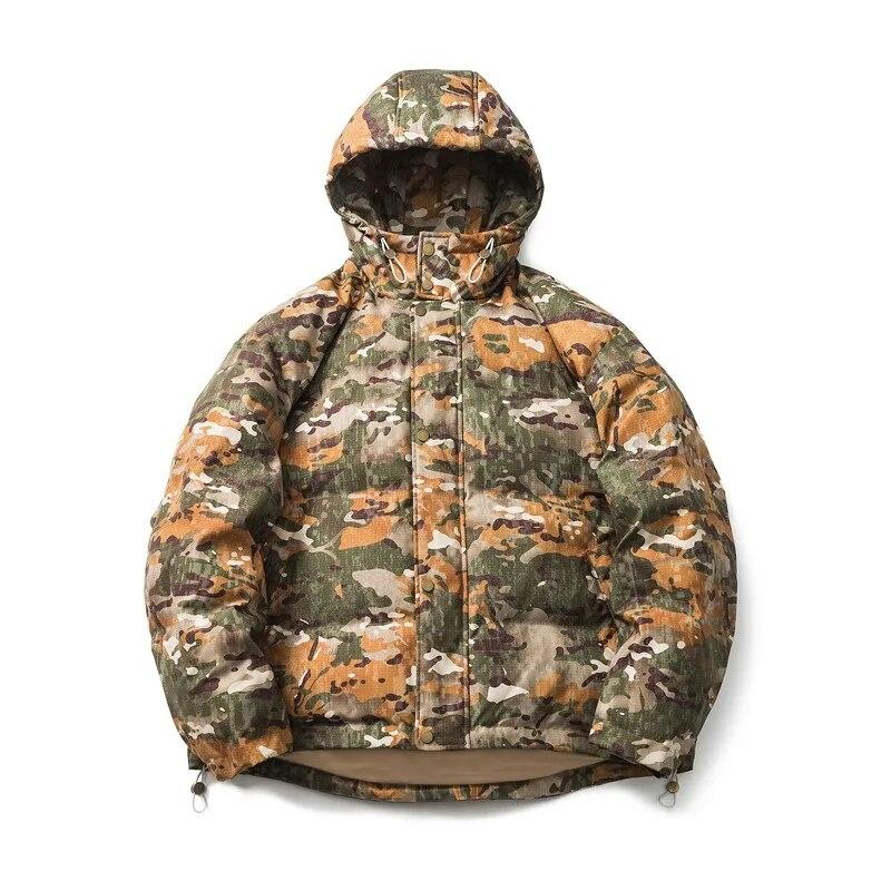 

2023 Winter Camouflage Retro Thickened Jacket Men s Hooded Casual Loose Fashion Parker Coat Couple High Street Harajuku Coat