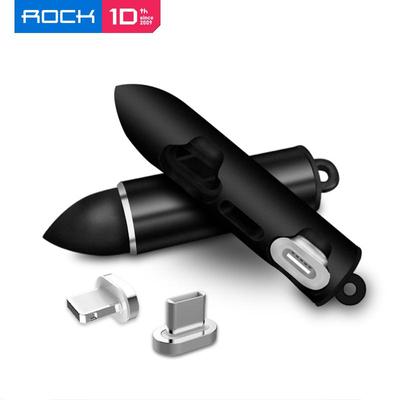 ROCK Portable 3 In 1 Magnetic Plugs Case Box For Micro USB Type C 8 Pin Adapter Magnetic Connector Tips Head Container Bullet Storage Box
