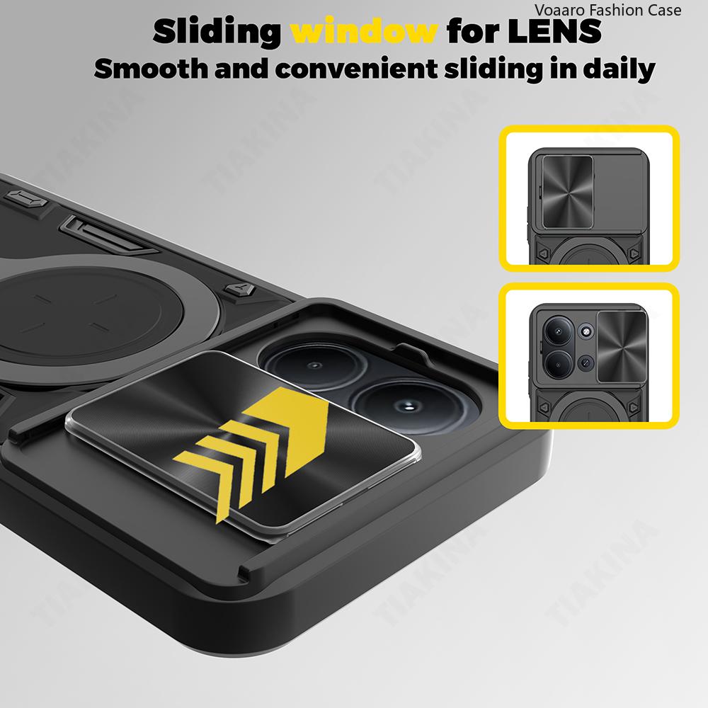 Slide Lens Armor Funda for Xiaomi Redmi 15C 171mm Case for Redmi 15C EU 173mm Case Magnetic Ring Stand Holder Cover Back Capa