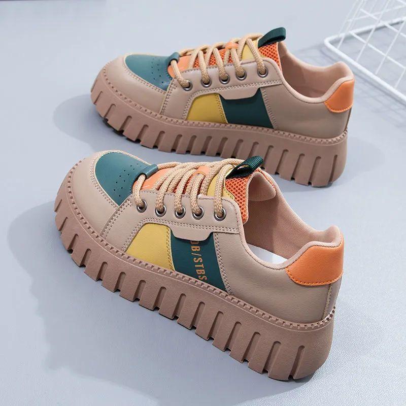 

Весенне-осенние универсальные повседневные туфли на платформе и танкетке, нескользящие, увеличивающие рост, легкие, модные кеды 35 абрикосовый