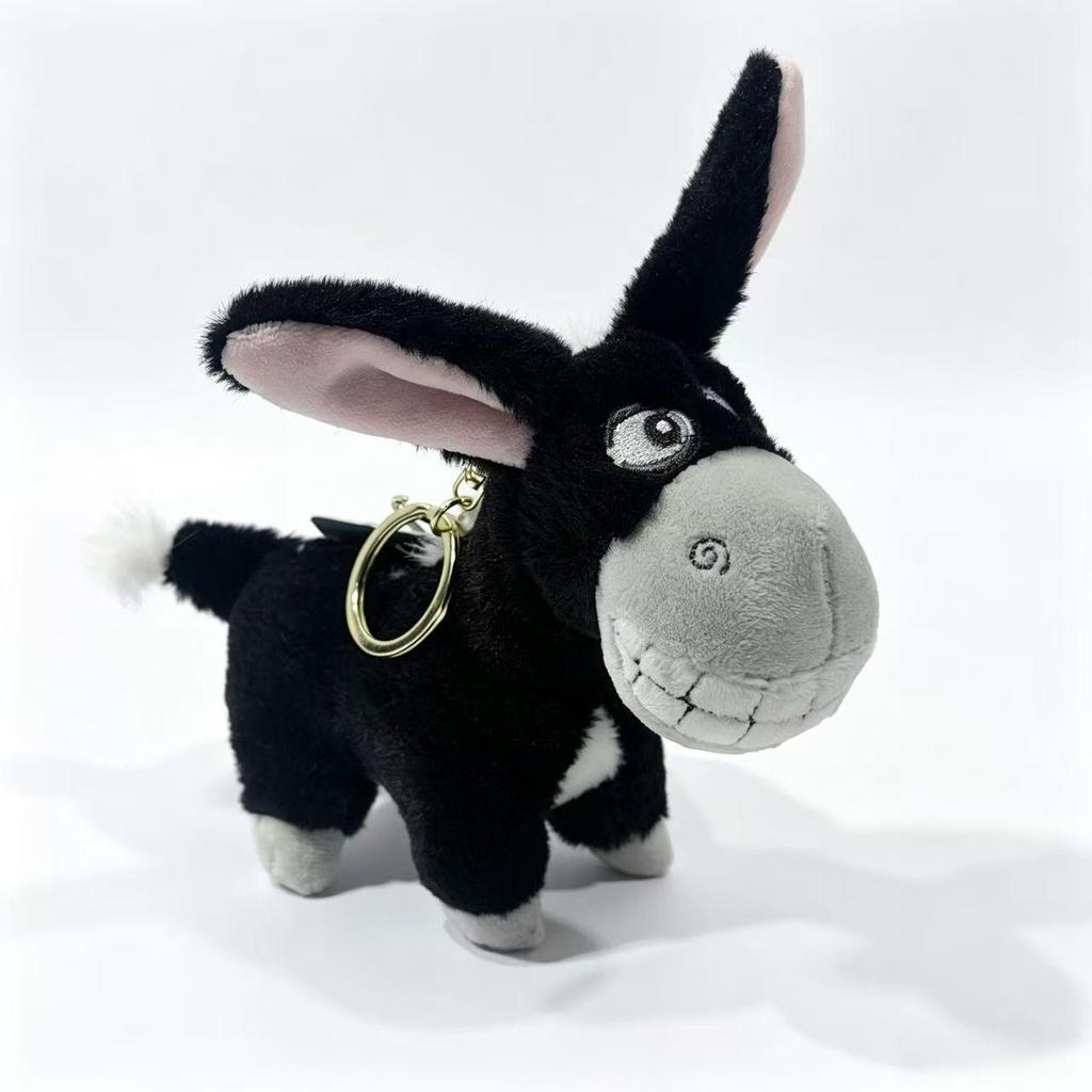 Stubborn Donkey Cartoon Plush Toy & Keychain: Black Donkey with Big Tooth Pendant