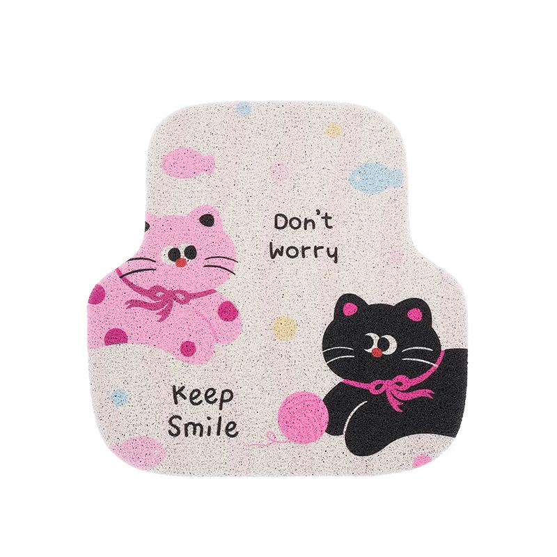 

Cartoon car floor mat cute cat dirt-resistant non-slip protective pad creative silk circle printing universal foot pad