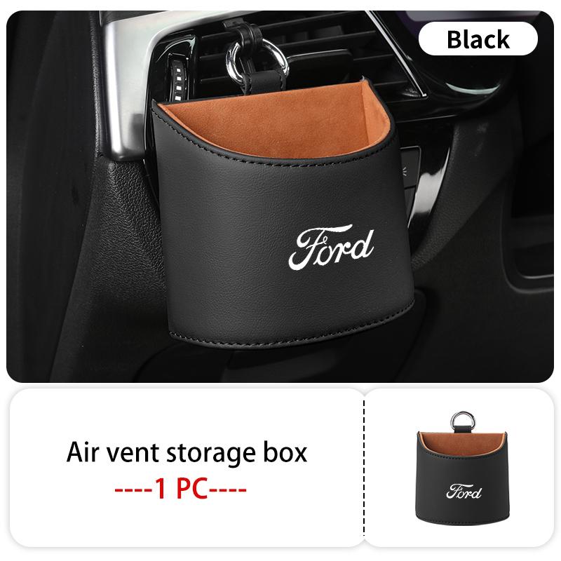 AKP1 Car Air Vent Storage Box Nappa Leather Auto Vent Mount Organizer For Ford Escape Ecosport Fusion Explorer Expedition Taurus
