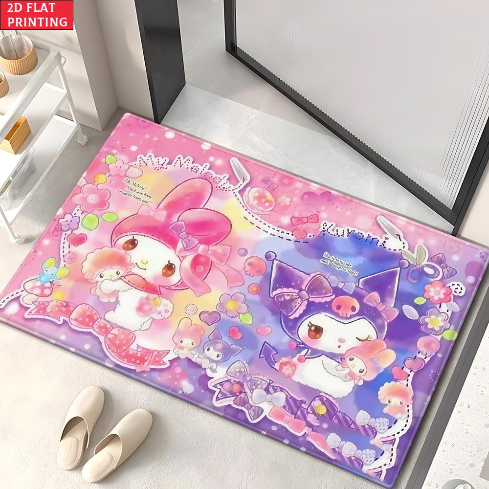 Kawaii Cute Magical Animal Doormat, 2D Print Non-slip Floor Mat,Pink Sweet Entrance Rug for Girls Bedroom Living Room Decor Gift