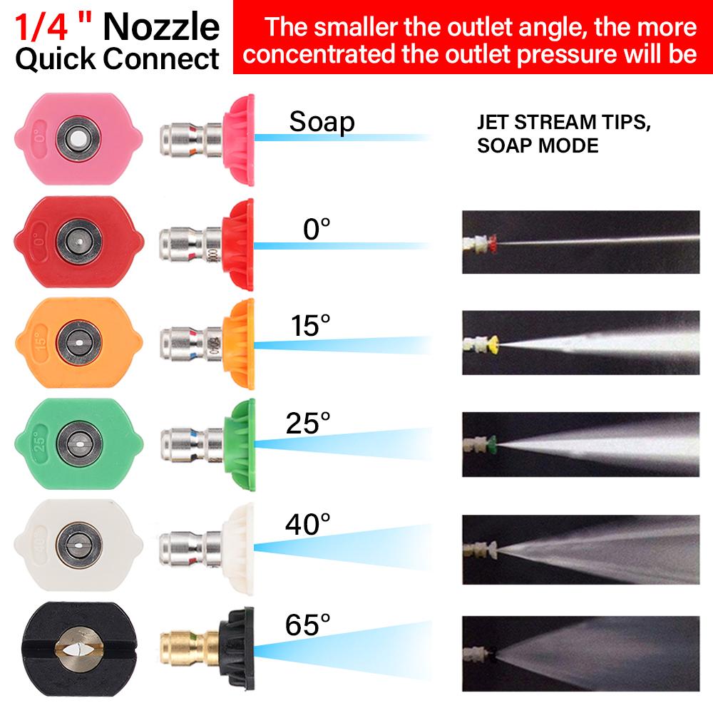 High-pressure Extension Rod For Car Washer Water Gun Cleaning Machine Extension Rod 2M 6-color Nozzle 1/4Quick Connect Car Parts