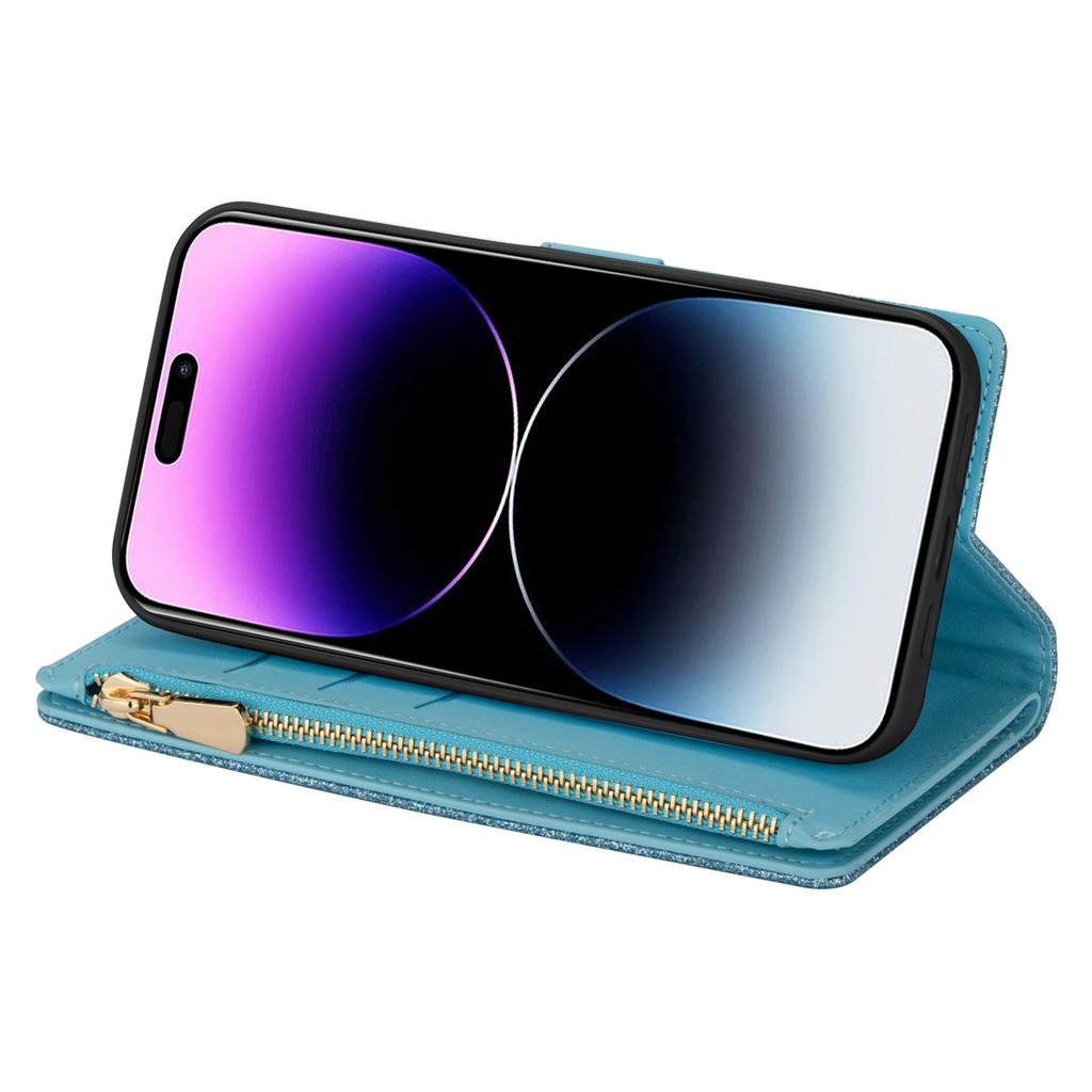 For iPhone 17 Pro Case Starry Sky Carving Leather Wallet Phone Cover with Wrist Strap