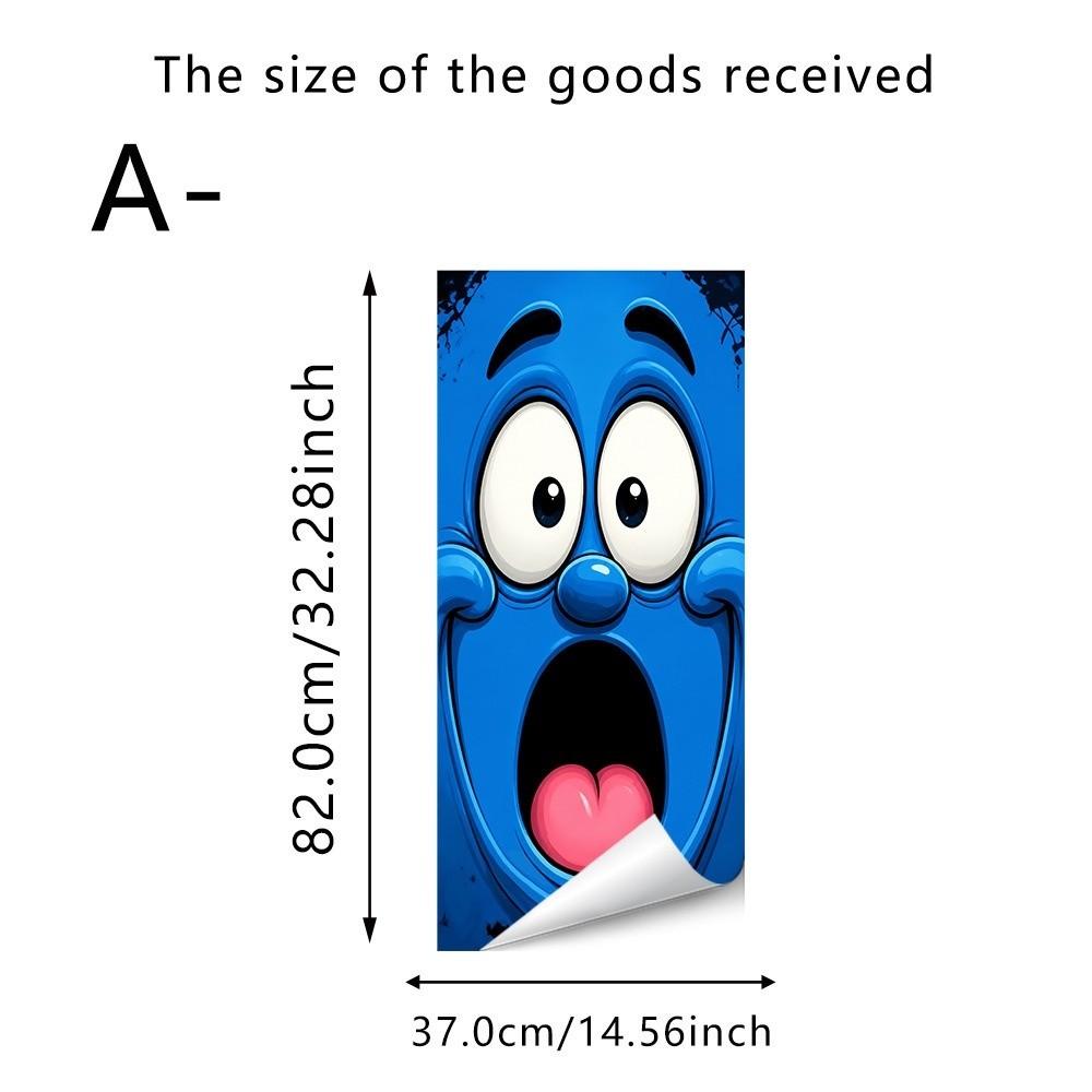 Funny Cartoon Face Trash Bin Sticker Water Block Vivid Expression Recycle Bin Sticker Easy Paste Sun Proof Tough Bin Wrap Decal