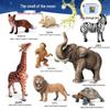 Wild Safari Animal Figurines: Giraffe, Elephant, Rhinoceros, Brown Bear, Tiger, Lion, Leopard, Hippopotamus - Solid Cognitive Toys
