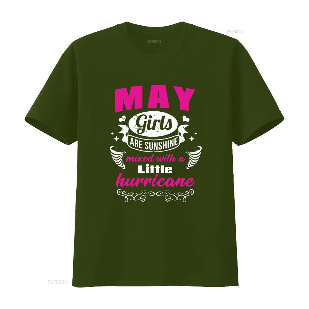 May Girl T Shirt Girls Are Sunshine Born In Birthday Month Taurus Astrology Vintage Washed Breathable Homme Graphic Stretched