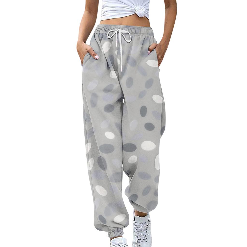 Women's Sports Pants With Pockets Fashion Floral Print Elastic Waist Pants Casual Sweatpants Pants