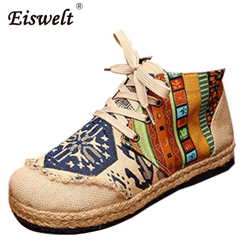 Suvarstomas medvilninis audinys Laisvalaikio buto snapeliai Lininiai kanapiniai apvalūs pirštai Etninis stilius mada Mieli batai