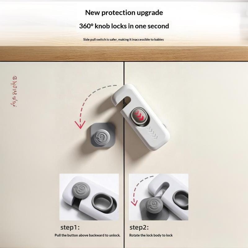 Child Safety Cabinet Lock No Drill Installation One Click Lock Design For Home Kitchen Drawers Baby Proofing Use