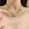 Metal Opening Metallic Multi-Layer Line Necklace Women's Fashion Choker  Holiday Gifting