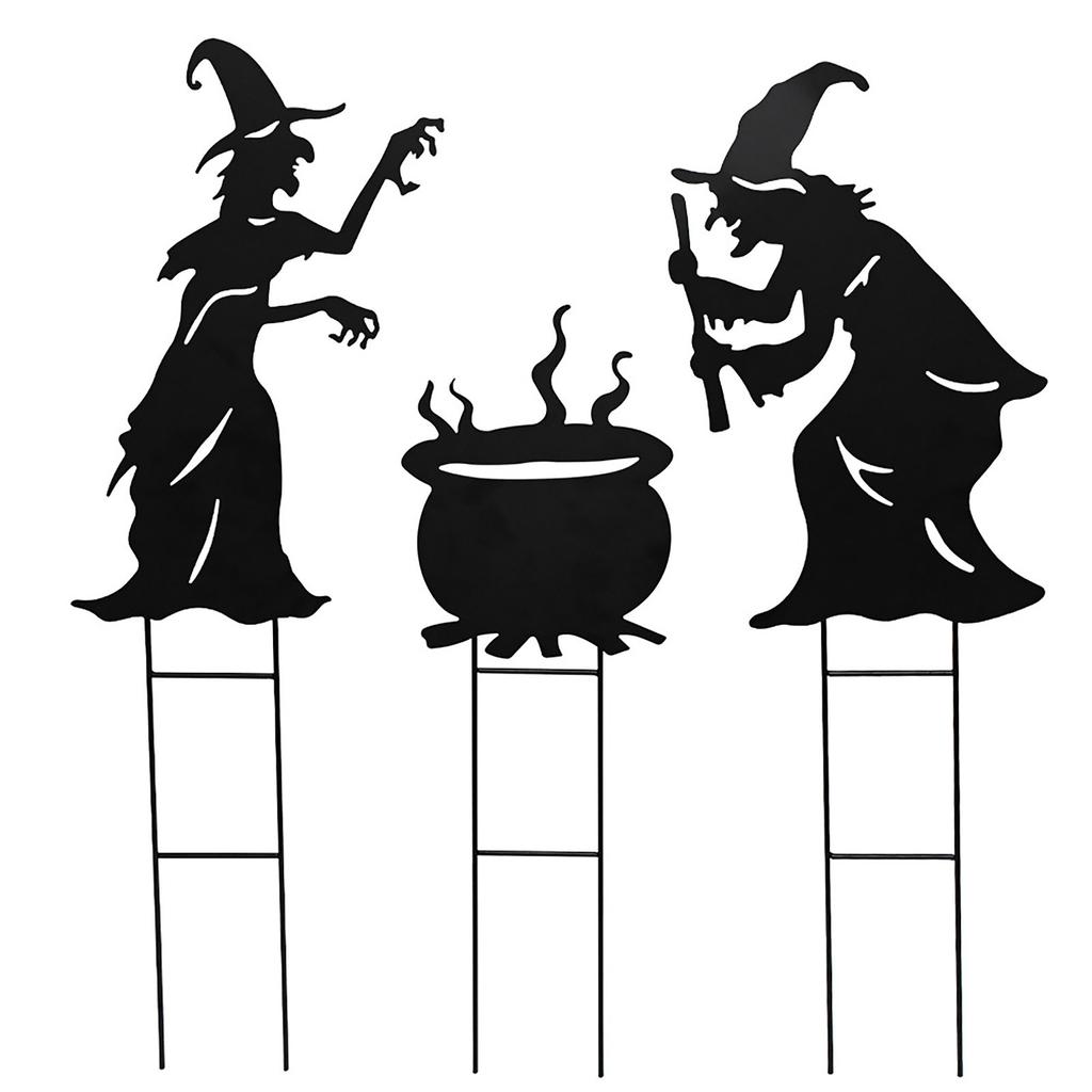 Engraved Metal Halloween Soup Witch Decoration Iron Plug-in Creative Plug-in