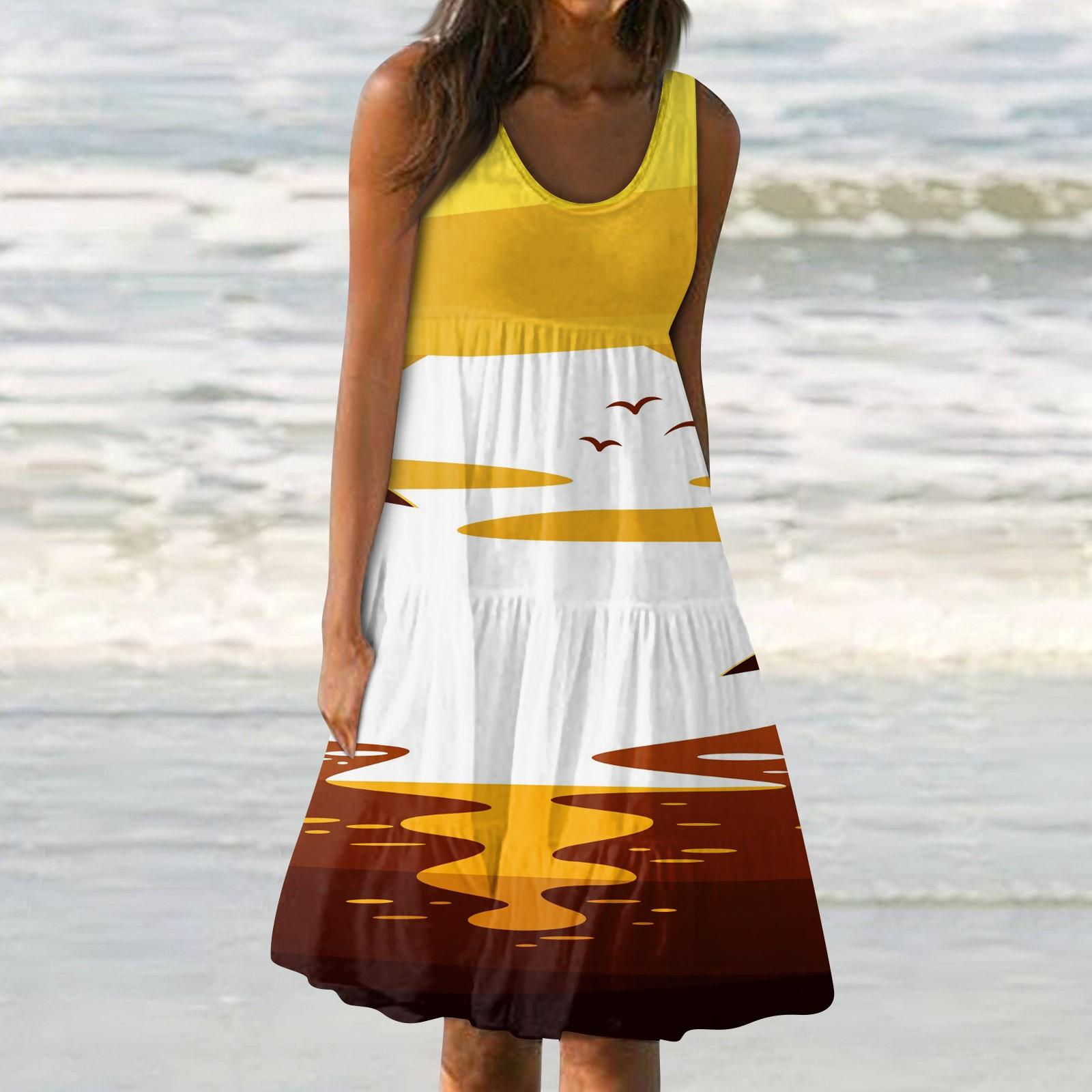 

Жіноча сукня Мила повсякденна пляжна спідниця-сарафан з принтом XL жовтий