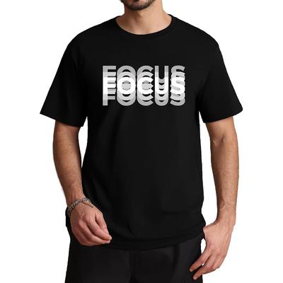 Aiyino Men's Focus Graphic Tee Motion Text Short Sleeve 100% Cotton