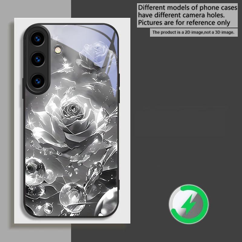Ice crystal-colored roses For Samsung Galaxy S26 Ultra S20 FE S21 S22+ S23 Plus S24 Ultra 25 Edge For Magsafe Glass Phone Casee