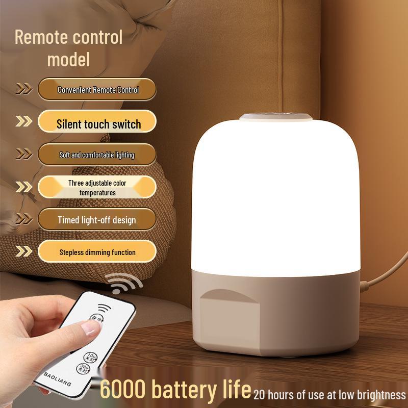 Rechargeable Stepless Dimming LED Night Light for Eye Protection - Popular Bedside Lamp