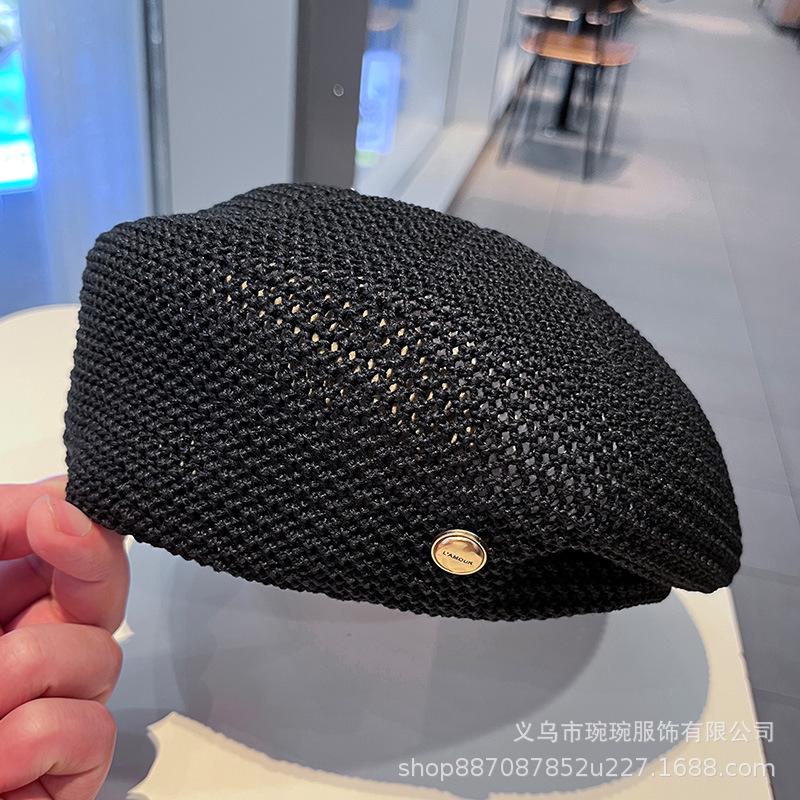 Beret women's summer simple small standard casual thin breathable painter hat trendy round face showing small face out of the street bud hat