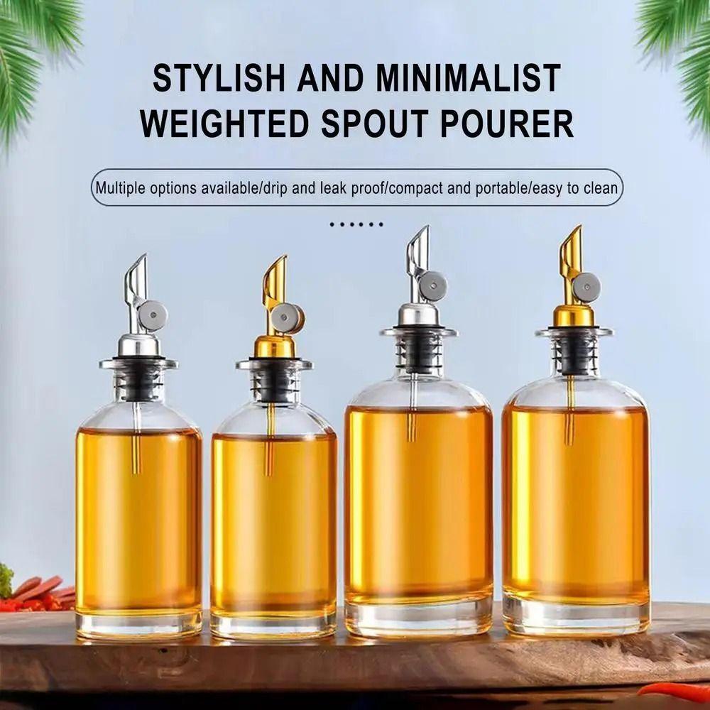 3pcs Auto Flip Weighted Spout Pourer Stainless Steel Flip Top Drink Wine Stopper  Cafe Equipment