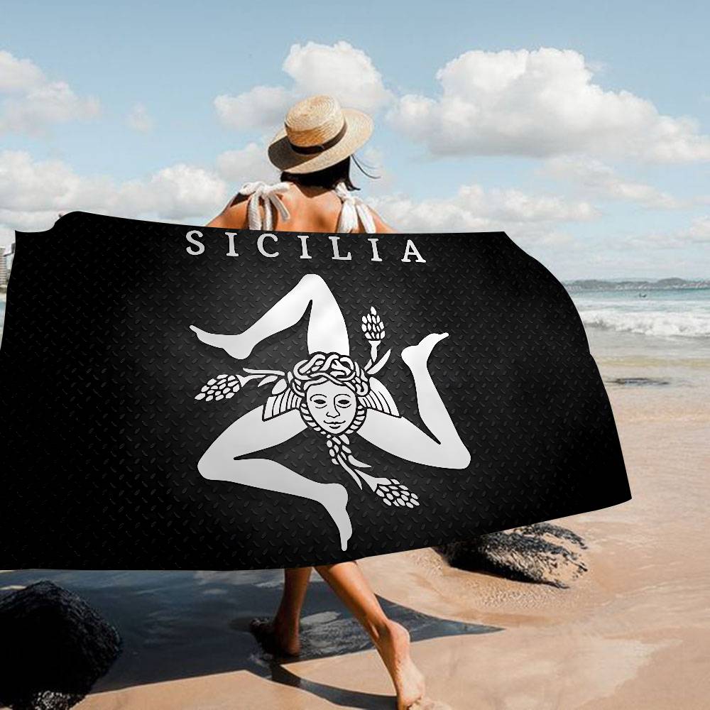 S-Sicilian Flag Fashion Microfiber Blanket Quick Drying Beach Towels Oversized Printing Super Absorbent Pool Towel Blanket