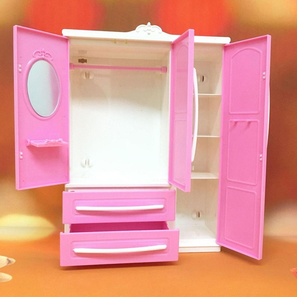 Lovely Doll Wardrobe Decor Gifts Life Scene Storage Cabinet Play House Furniture Dollhouse Closet