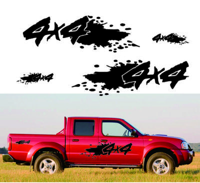 Autocolante Decorative pentru Ușa Laterală și Portbagajul Mașinii Grafică 4X4 Off Road Pickup Sticker Negru