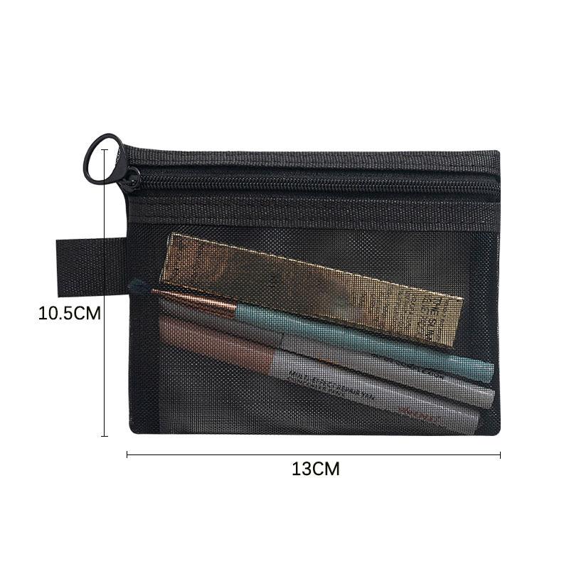 Nylon Mesh File Bag A4 A5 A6 Transparent Zipper Test Paper Information Student Pen Bag Transparent Mesh Cosmetic Storage Bag M 19x14CM 339₽