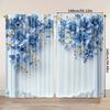2pcs Elegant Blue Floral Print Curtains – Polyester Rod Pocket Panels for Dining Room   Bedroom & Living Room