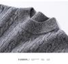 Men's Cashmere Yarn Half-High Collar Cable Knit Loose Casual Sweater - Thick, Warm, Long Sleeve for Winter