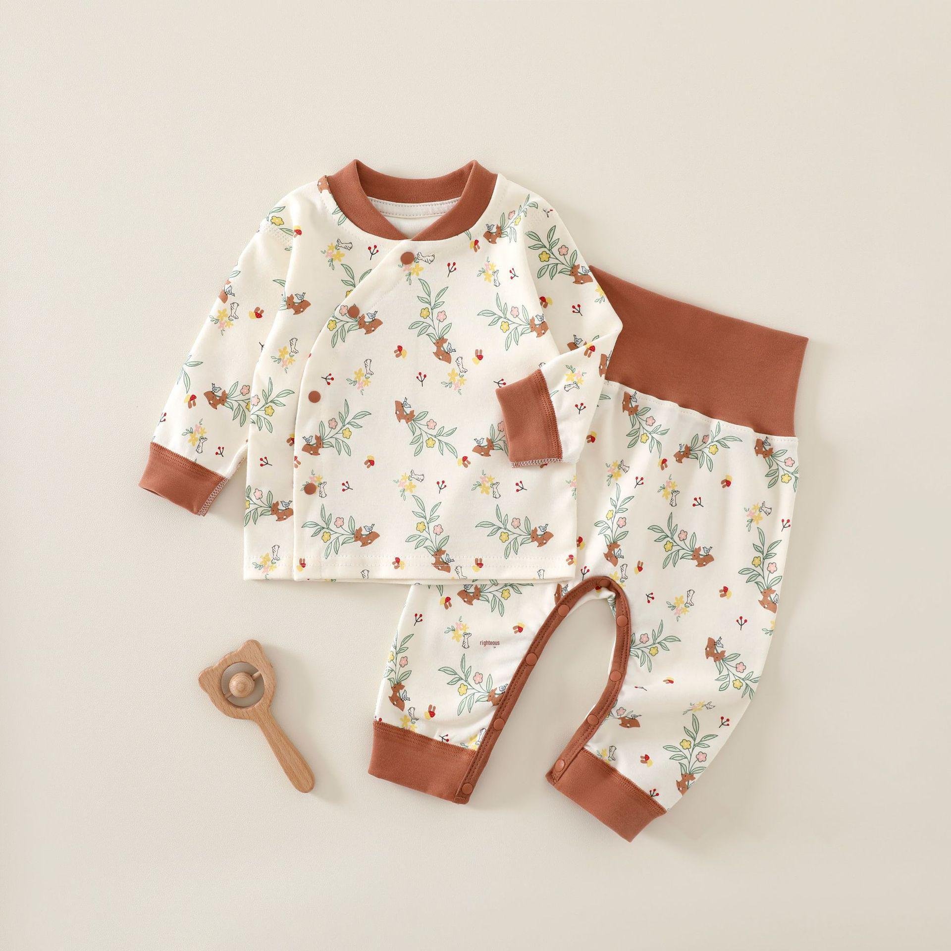 

Комплект для новорожденных из чистого хлопка, осенне-весенний, с высокой талией и защитой животика 73 cm