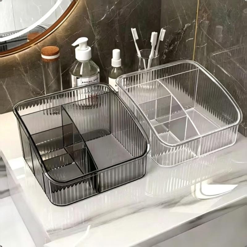 5 Grid Clear Trapezoidal Desktop Storage Box Waterproof Plastic Organizer for Dressing Table Nail Polish Holder Storage
