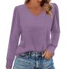 Dámská móda Ležérní košile s dlouhým rukávem jednobarevná Dámské topy s výstřihem do V